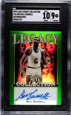 2022 Leaf Legacy Collection Bill Russell Green 签名 /9 SGC 9/10 — 第 1/2 张图片