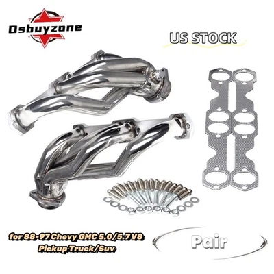 Cabezal colector de escape de acero inoxidable para Chevy GMC 88-97 5,0 L/5,7 L 305 350 V8 Foto 1 de 4
