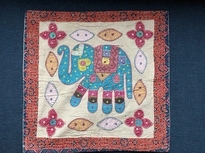 Pillow Case Pink India Tribal Elephant Camel Patchwork  Cotton Blue Red New Thai - Image 1 of 4