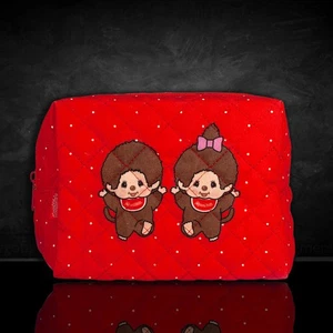 Sekiguchi Monchhichi 7" Red Soft Quilted Zipper Pouch Boy and Girl - Picture 1 of 6