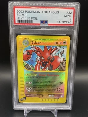 2003 Pokémon PSA 9 Scizor 32/147 Aquapolis Reverse Holo Rare - Image 1 of 2