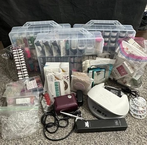 Nail Art Kit Design Airbrush Chrome Powder ShimmerCND Lamp Stamping Plates Tips - Picture 1 of 16