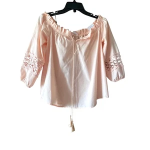 Schulterfreie Bluse Häkelärmel Quaste Oberteil Boho Chic Sommer Gr. M - Bild 1 von 10