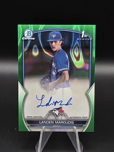 Landen Maroudis 1st Auto /99 - 2023 Bowman Chrome, Green Lava Refractor - Picture 1 of 2