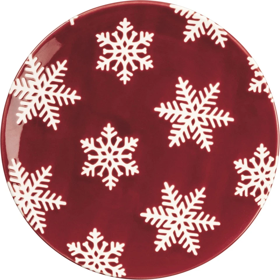 Primitives by Kathy Red & White Snowflake Print Design Stoneware Plate - Image 1 of 1