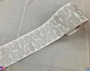 Cinta de tela bordada tejida natural H-013/2 - 3" ribete para tapicería y cortinas - Imagen 1 de 2