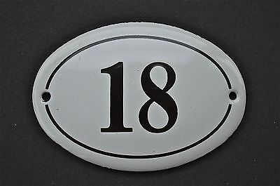 Antique Style Small Oval Number 18 Door Number Plaque Sign Enamel On Metal • 9.59$