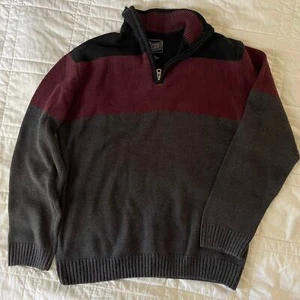 Retrofit quarter zip pullover knit sweater youth size large color block preppy - Picture 1 of 4