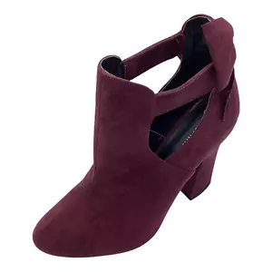 Call It Spring Womens Maroon Faux Suede High Heel Shoes Ankle Boots Size 6 New - Picture 1 of 12