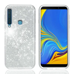 Custodia Glitter Cover Brillantini per Samsung Galaxy A9 2018 Argento - Foto 1 di 6