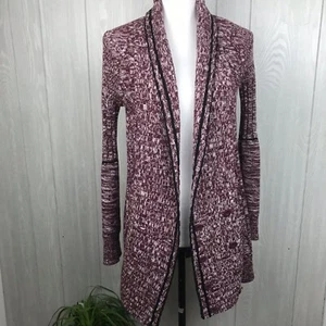 Volcom Sweater Jacket Maroon Knit Button Front Long Sleeve Mid Length Size XS - Picture 1 of 8