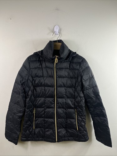 Giacca donna Michael Kors taglia S nera impacchettabile piumino trapuntato nylon zip davanti