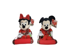 Disney Mickey & Minnie Mouse On Sled 90th Anniversary Animated Plush NWT - Picture 1 of 8