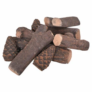 9PCS Ceramic Wood Gas Fireplace Log Set Imitation Wood Propane Firepit Logs - Picture 1 of 5