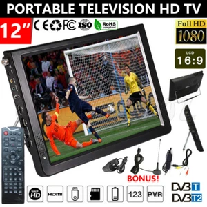 12" 1080P HD Digital Portable TV HD TFT LED DVB-T2 12V MP4 Player Television AU - Picture 1 of 12