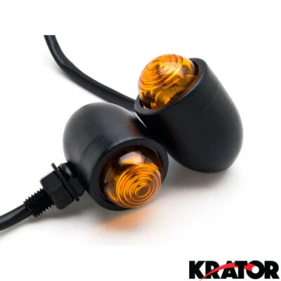 2pc Mini Bullet Black Motorcycle Turn Signal Light For Cruiser Chopper Custom - Image 1 of 4