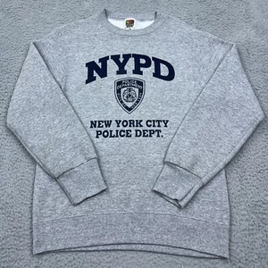 Vintage Fruit Of The Loom Mens NYPD Crewneck Sweatshirt Police Gray 90s New York - Picture 1 of 9