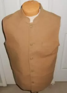PETER CHRISTIAN GENTLEMEN OUTFITTERS FORMAL COTTON VEST NEHRU COLLAR SZ 44 TAN - Picture 1 of 5