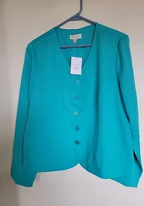 Appleseed's Women Turquoise Buttons up Blazer Jacket Sz 16 NEW - Picture 1 of 3