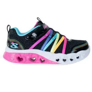 Skechers Flutter Heart Lights [303252LBKMT] Kids Casual Shoes Black/Multi - Picture 1 of 6