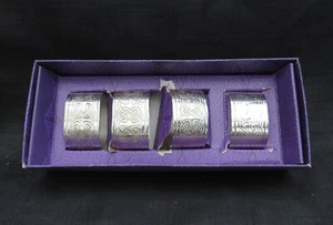 Vintage Past Times versilberte keltische 4er Set Serviettenringe mit Original Box - Bild 1 von 17