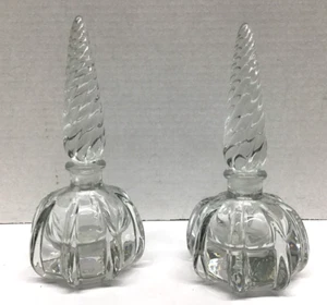 Clear Art Glass Vintage Perfume Bottles Set with Stoppers - Picture 1 of 7
