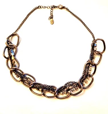 Collar multicadena Cookie Lee cristal metal negro Foto 1 de 4