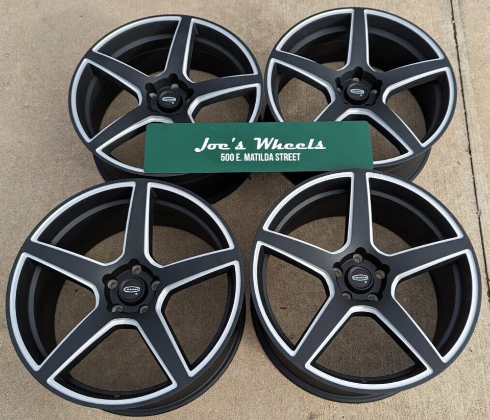20" staggered Cragar Mustang custom wheels NEW Matte black with milled 5x114.3 - Image 1 of 3