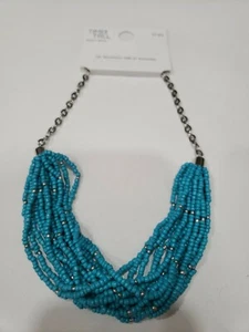 Collar corto Time and Tru 18"" con extensor de cuentas turquesa cadena de plata - Imagen 1 de 3