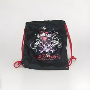 Y2K Ed Hardy “Love Kills Slowly” Draw String Backpack Travel Bag - Picture 1 of 8