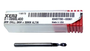 226-0996L400 Kyocera 2.53mm Carbide Drill 2 FLUTE ALTiN Coated 0.0996" Diameter - Picture 1 of 3