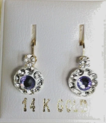Nuevos Mini Pendientes Euro Estilo Antiguo Alejandrita Oro Amarillo 14kt Foto 1 de 2