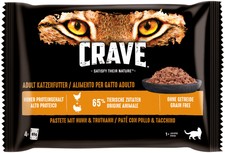 CRAVE Katze Katzenfutter Nassfutter Pouch Paté Huhn & Truthahn, 1 Pack je 4x 85g
