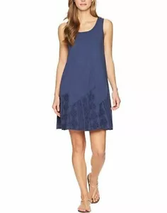 Mod-O-Doc Women's Classic Jersey Embroidered Panel Tank Dress Navy Size M - - Picture 1 of 3