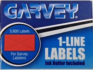 GARVEY 90945 Pricing Label Kit with Ink Roller 1-Line Red, 3 Rolls of 1200, NEW  - Picture 1 of 6