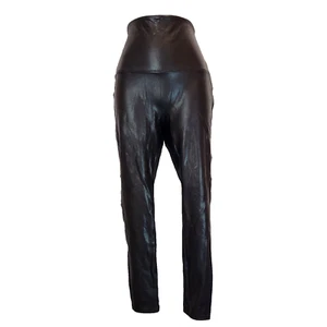 Spanx Damen Kunstleder Leggings Größe XL Petite High-Waist schwarz Kompression - Bild 1 von 7