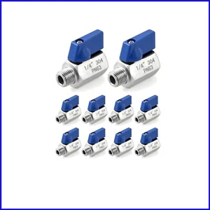 High Strength 10 Pack Stainless Steel Ball Valves - 1/4" Female/Male Thread - Picture 1 of 10