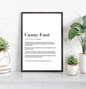Cunny Funt Wall Art Print Funny Rude Slang Poster Humour Novelty Artwork - Picture 1 of 8