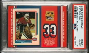 2002-03 Topps Chrome Patrick Roy Rookie Reprint Relics Refractor 01/33 PSA 8 - Picture 1 of 2
