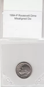 1994-P Roosevelt Dime Desalineado Die Off Centro Anverso Error Variedad MAD - Imagen 1 de 2