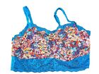Soma Bralette XXL Women Blue Red Lace Floral Ruched Square Neck Adjustable