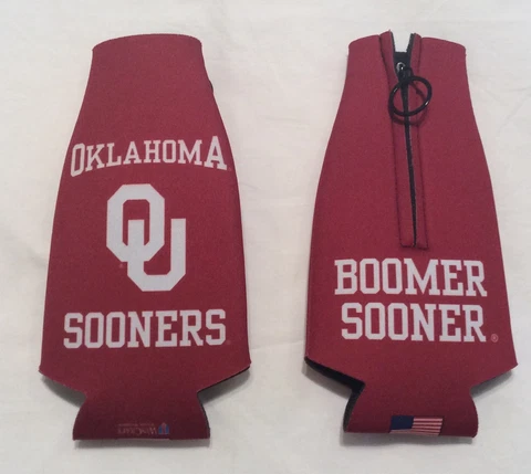 OU OKLAHOMA SOONERS Boomer Sooner KOOZIE Insulated BEER BOTTLE HOLDERS Soda Cover