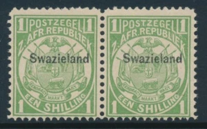 Swazieland 1889 SG 3 Transvaal O/P 1/- Green Pair Mint Never Hinged (**) - Picture 1 of 3