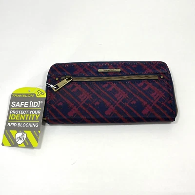 Carteira Travelon RFID bloqueio pulseira embreagem zíper completo geométrica - Imagem 1 de 4
