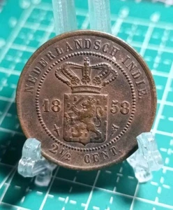 Netherlands East Indies Indonesia 2 1/2 CENTS 1858 Dutch Colonial coins - Picture 1 of 7
