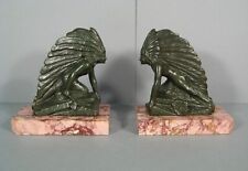 Antique Pair Bookends Style Art Deco Pattern American Indian Native Americans