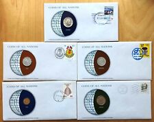 Lot of 5x Coins of all Nations Cards, Stamps, and Coins - See Photos