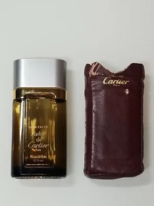 Vintage Perfume Empty Bottle Santos de CARTIER  30ml in Lather Case - Picture 1 of 9