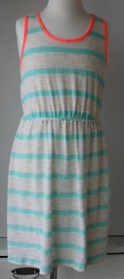 Vestido soprano de verano para niñas a rayas como nuevo con ribete naranja talla mediana 10/12 Foto 1 de 3