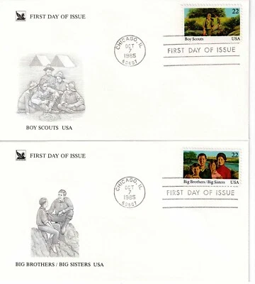 US Scott #2160-63, First Day Covers 10/7/85 Chicago Single Boy Scouts - Image 1 of 2